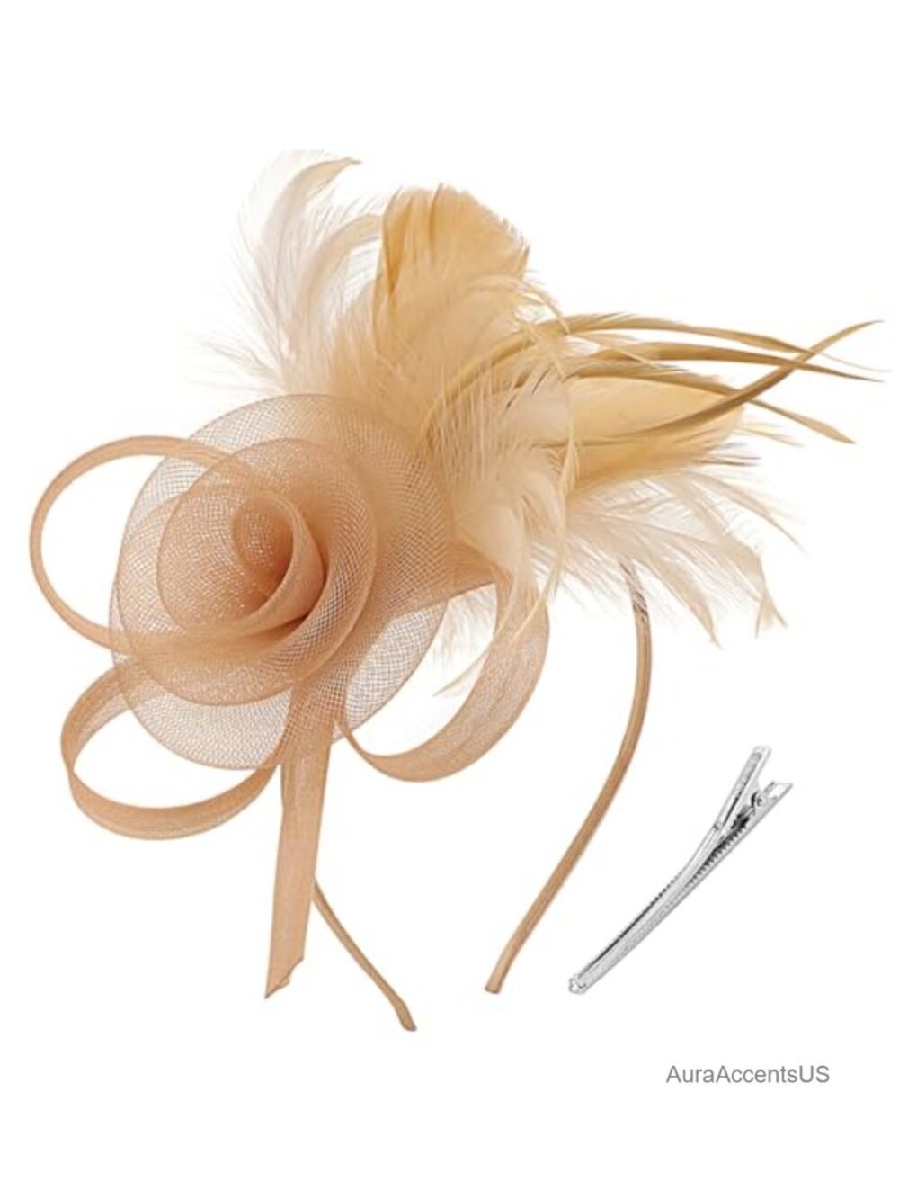 Elegant Feather Flower Fascinator Headband Clip Tea Party Derby Hat